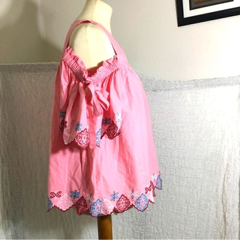 Loft Cold Shoulder Embroidered Top Size Small - Picture 3 of 12